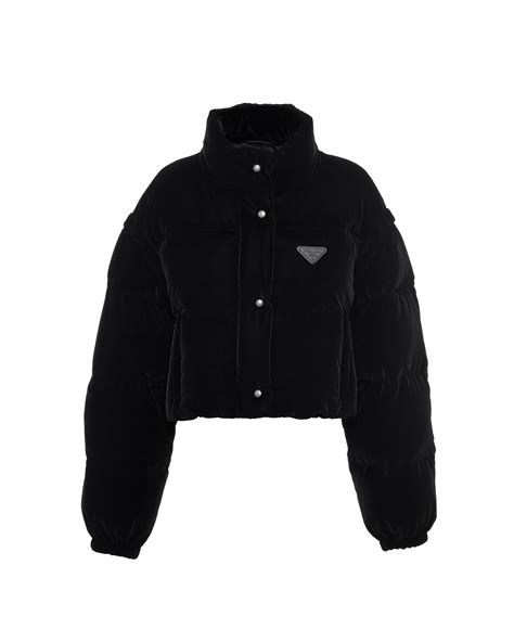 prada black velvet jacket|prada puffer jacket.